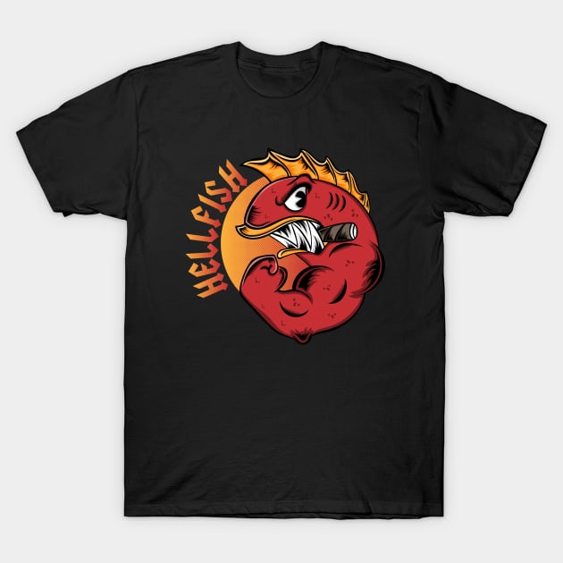 The Hellfish Rock Style T-Shirt by carloj1956